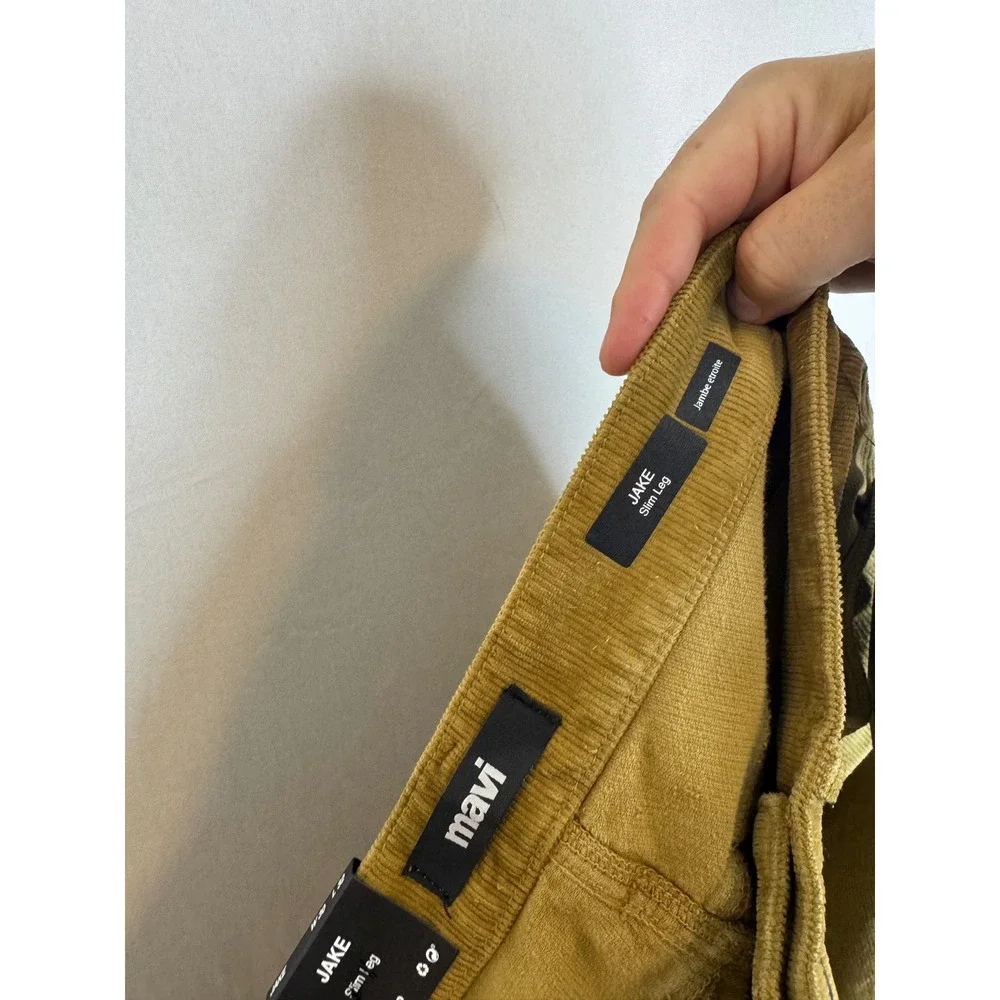 Mavi Jake Slim Leg Corduroy Pants Mustard Yellow 30x32 M0042281739 Mens NEW
